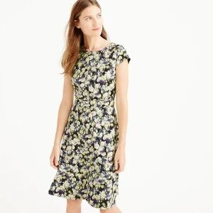 J. Crew Floral Print Midi Dress Cap Sleeves